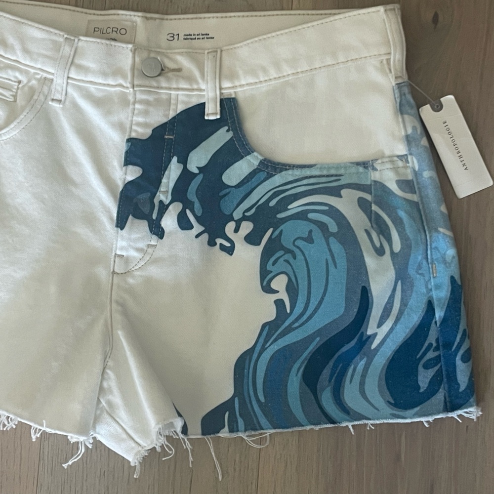 The Devon Denim Shorts by Pilcro: Wave Print Edition